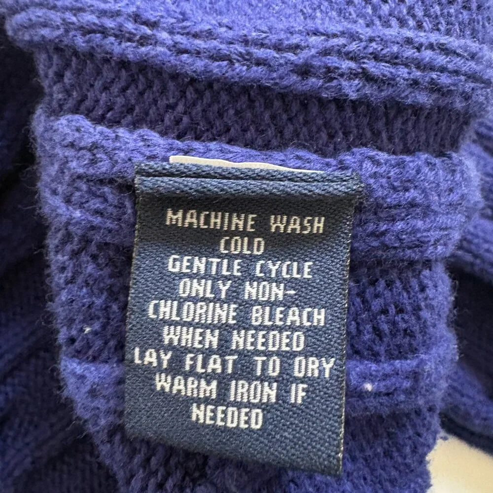 CHAPS Women's Sweater Blue Large Cable Knit Full Zip Up Cotton Grandmacore XL